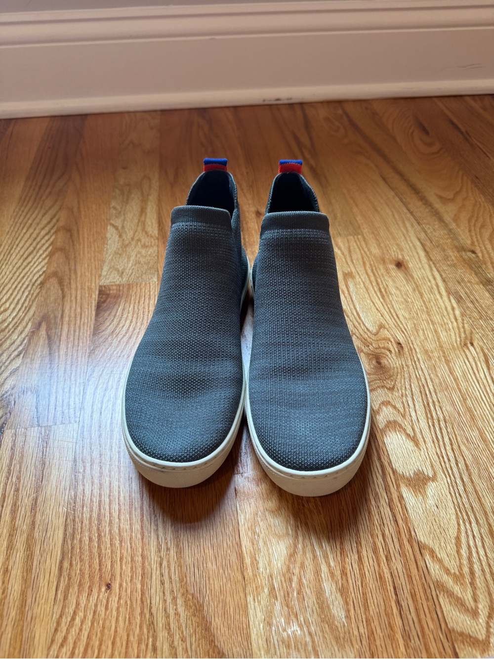 Rothy's Women's Slip-On Knit Sneakers in Gray with White Sole